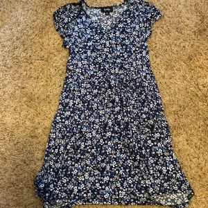Blue sun dress with flowers on it